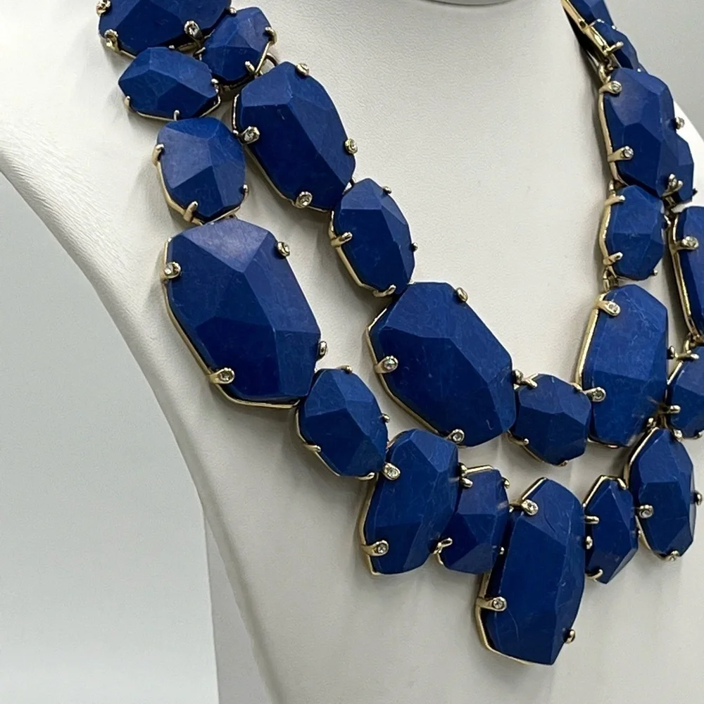 Kate Spade Blue Lapis Lazuli‎ Quarry Gems Double Statement Gold Plated Necklace